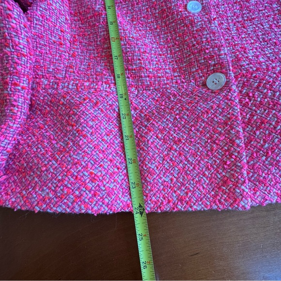 Talbots Vibrant Pink Tweed Jacket Button Front Size 14 - Picture 9 of 13